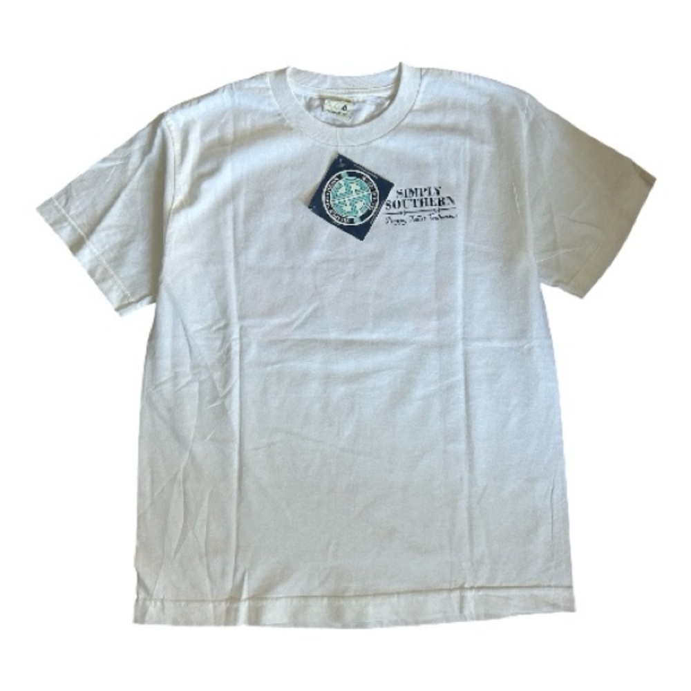 Simply Southern Classic White Tee with print on back youth sz L nwt